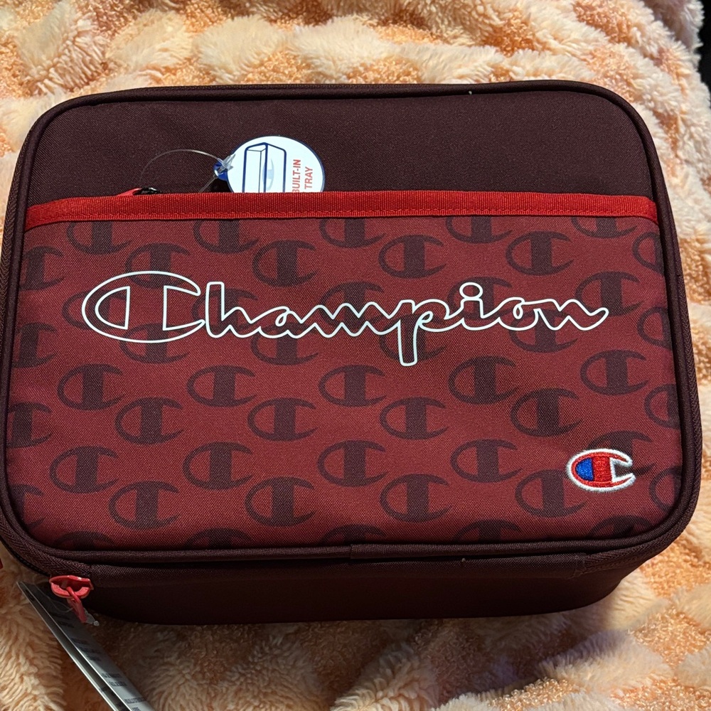 Champion Burgundy and Red Logo Lunch Bag
